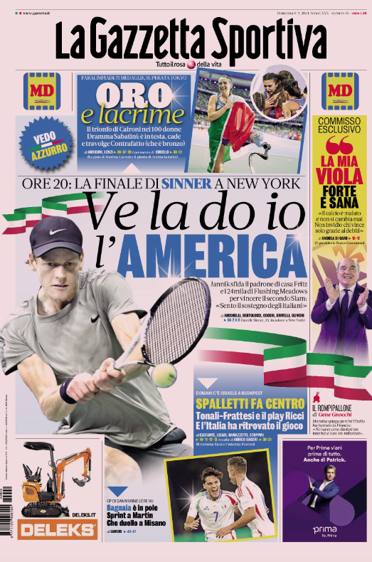Le Prime Pagine Sportive Nazionali - 8 settembre 2024 28 gazzetta dello sport
