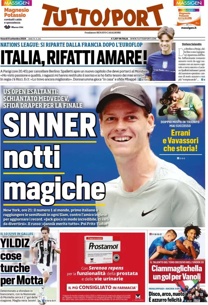 Le Prime Pagine Sportive Nazionali – 6 settembre 2024 28 tuttosport 021206116