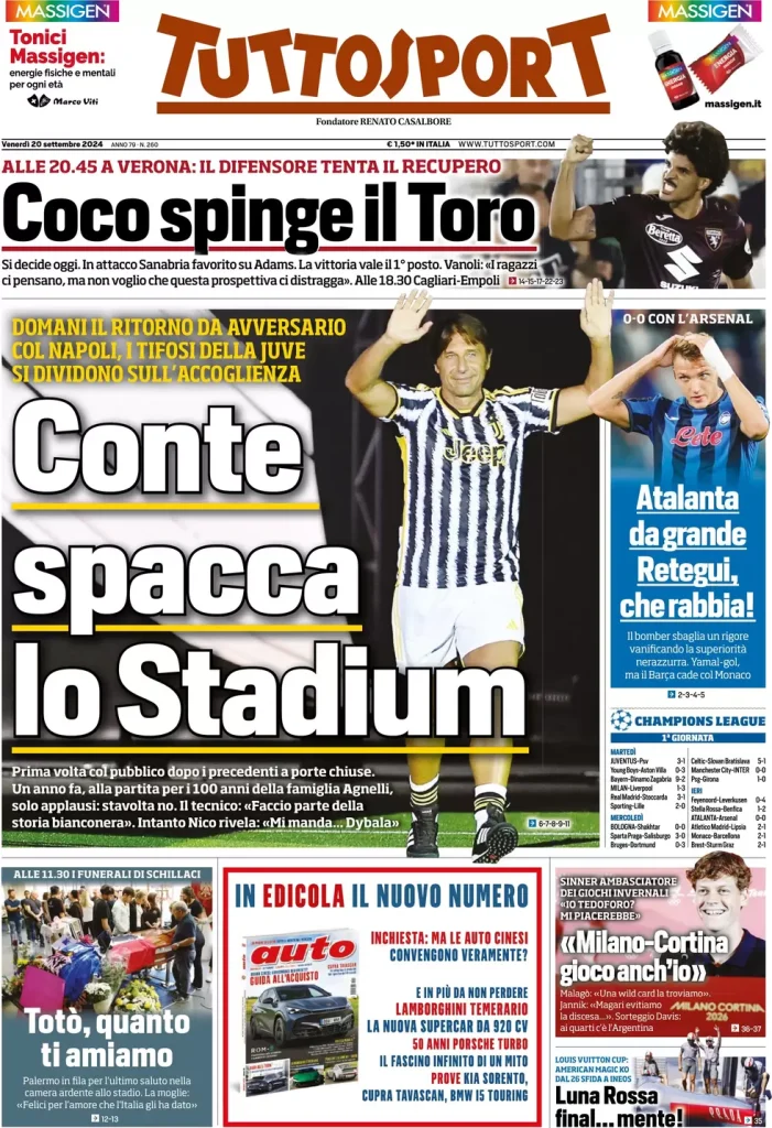 Le Prime Pagine Sportive Nazionali – 21 settembre 2024 28 tuttosport 021207673