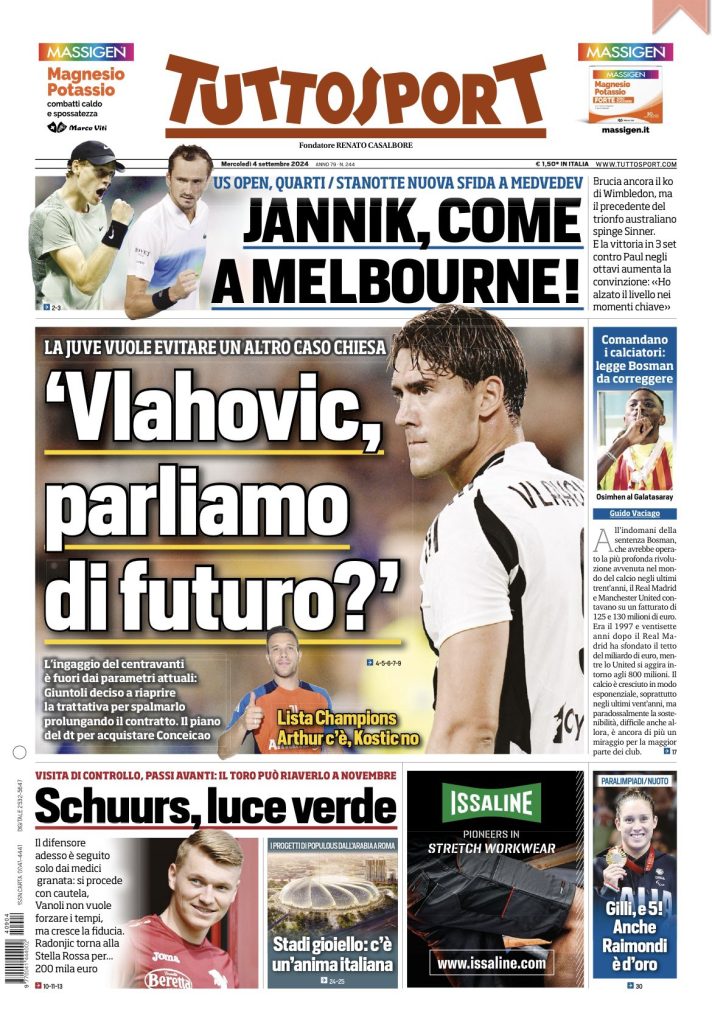 Le Prime Pagine Sportive Nazionali - 4 settembre 2024 28 tuttosport