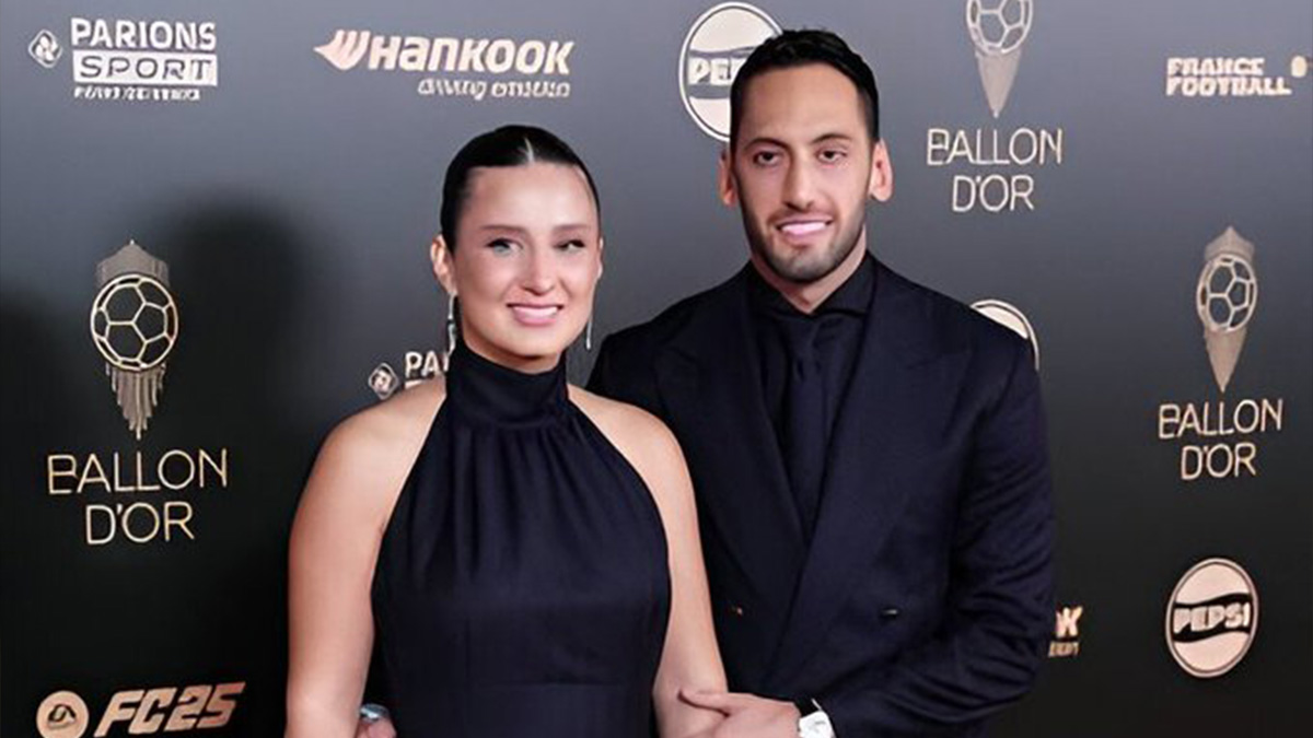 Calhanoglu 20° al Pallone d'Oro, la gioia del centrocampista dell'Inter: «Orgoglioso di essere tra i migliori al mondo» - FOTO 26 Calhanoglu moglie