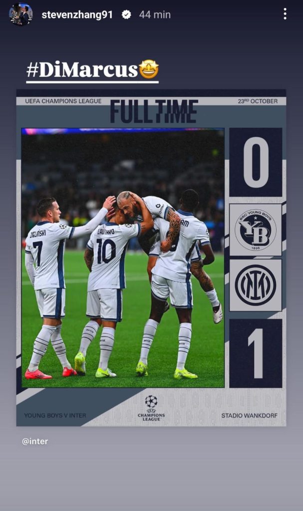 Young Boys Inter, Zhang festeggia la vittoria e lancia l'#DiMarcus - FOTO 27 Immagine WhatsApp 2024 10 24 ore 00.00.19 8358727b