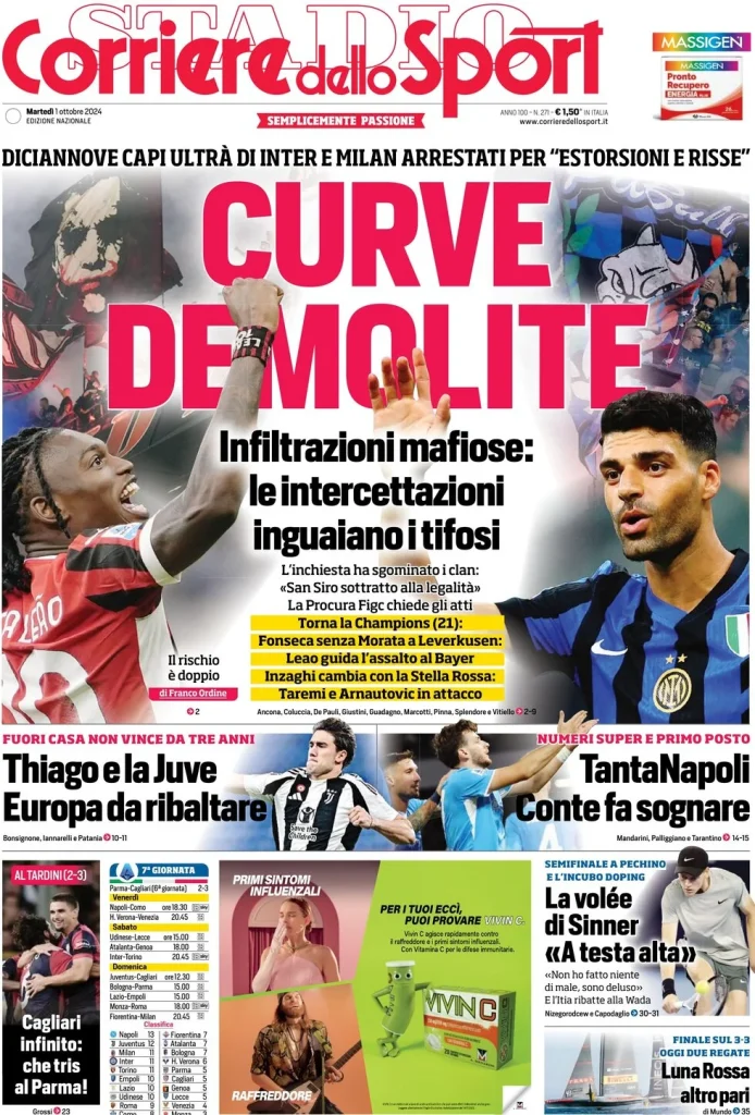 Le Prime Pagine Sportive Nazionali – 1 ottobre 2024 27 corriere dello sport 021218800