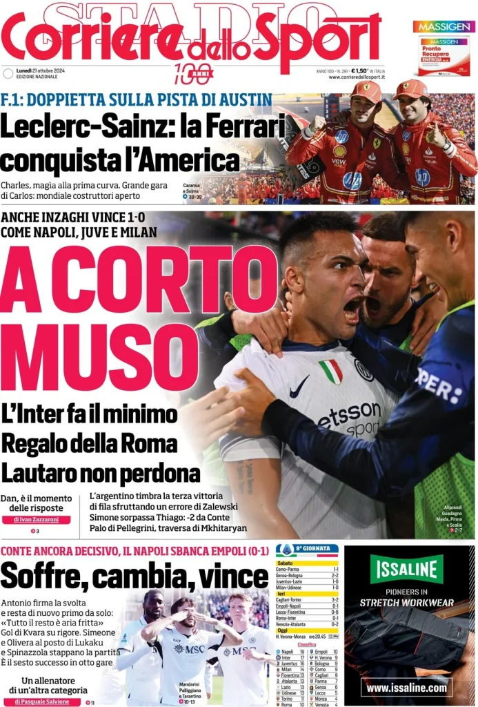 Le Prime Pagine Sportive Nazionali – 21 ottobre 2024 27 corriere dello sport 021219421