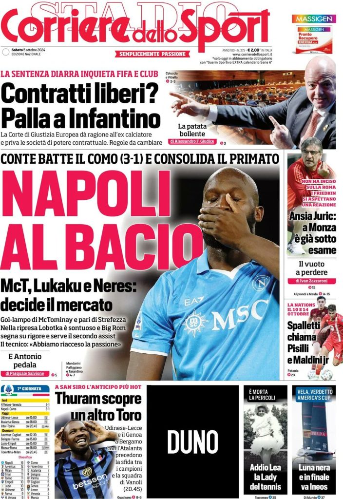 Le Prime Pagine Sportive Nazionali - 5 ottobre 2024 27 corriere dello sport 1