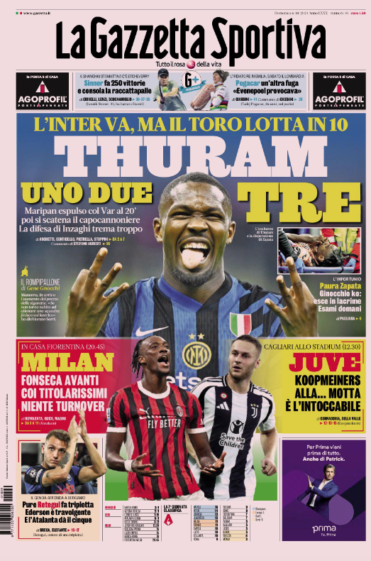 Le Prime Pagine Sportive Nazionali - 6 ottobre 2024 27 gazzetta dello sport 1
