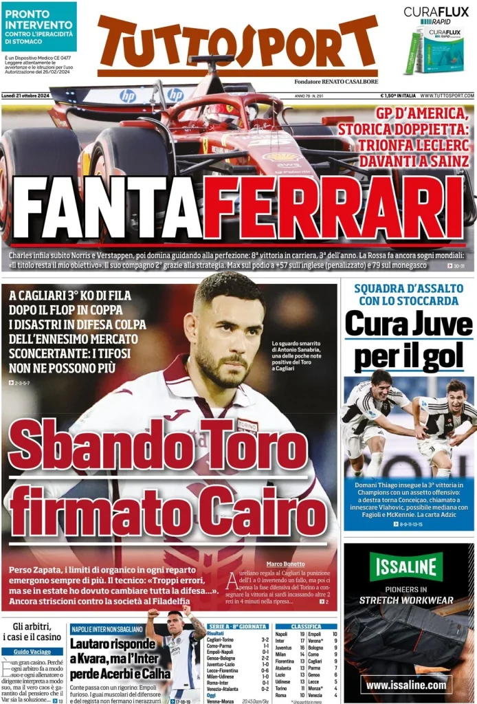 Le Prime Pagine Sportive Nazionali – 21 ottobre 2024 28 tuttosport 021208380