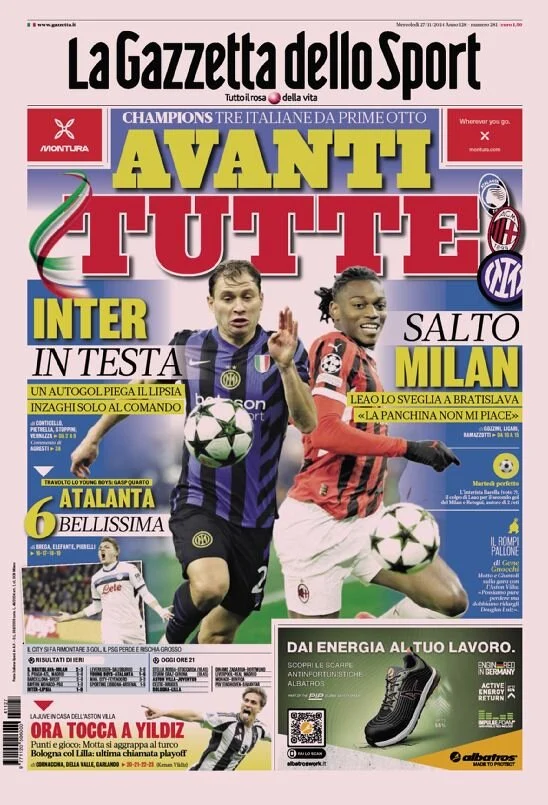 Le Prime Pagine Sportive Nazionali – 27 novembre 2024 28 la gazzetta dello sport 030035326