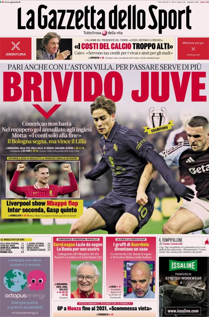 Le Prime Pagine Sportive Nazionali – 28 novembre 2024 27 la gazzetta dello sport 054416646