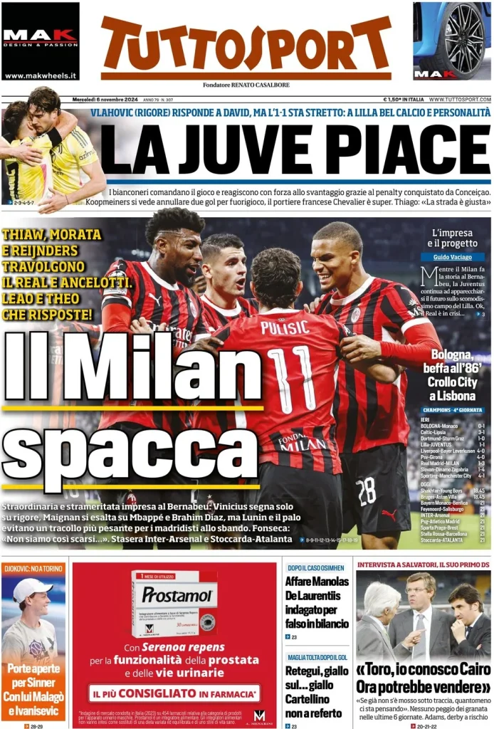 Le Prime Pagine Sportive Nazionali – 6 novembre 2024 28 tuttosport 021205610
