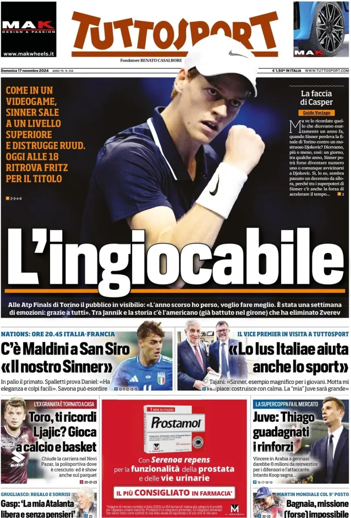 Le Prime Pagine Sportive Nazionali – 17 novembre 2024 28 tuttosport 021206313