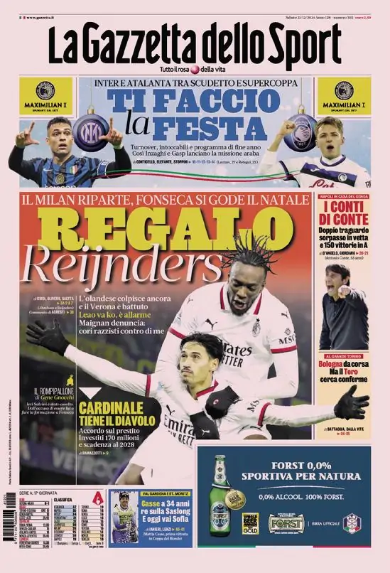 Le Prime Pagine Sportive Nazionali – 21 dicembre 2024 27 GfR8Y49X0AAKOvR