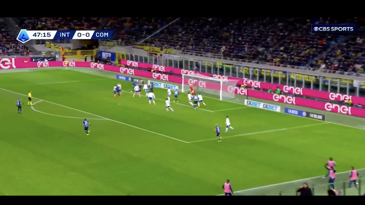 Gol Carlos Augusto, stacco su palla inattiva e Inter in vantaggio - VIDEO 26 Gol Carlos Augusto Inter Como