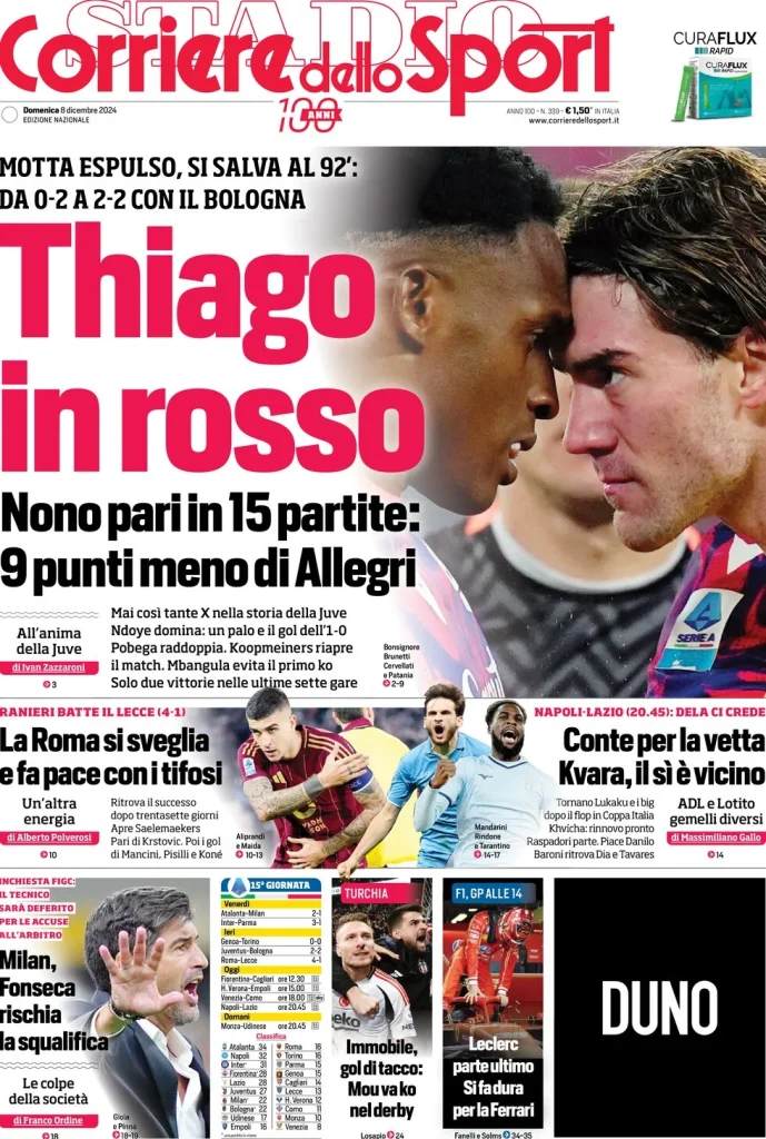 Le Prime Pagine Sportive Nazionali – 8 dicembre 2024 27 corriere dello sport 063516282