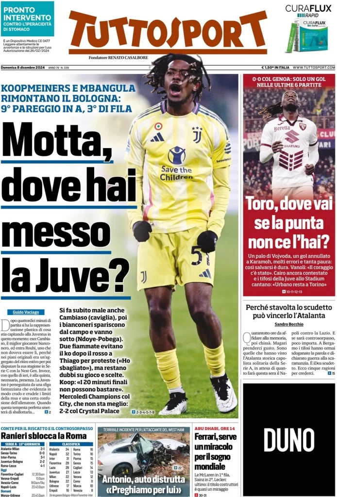 Le Prime Pagine Sportive Nazionali – 8 dicembre 2024 28 tuttosport 030015368