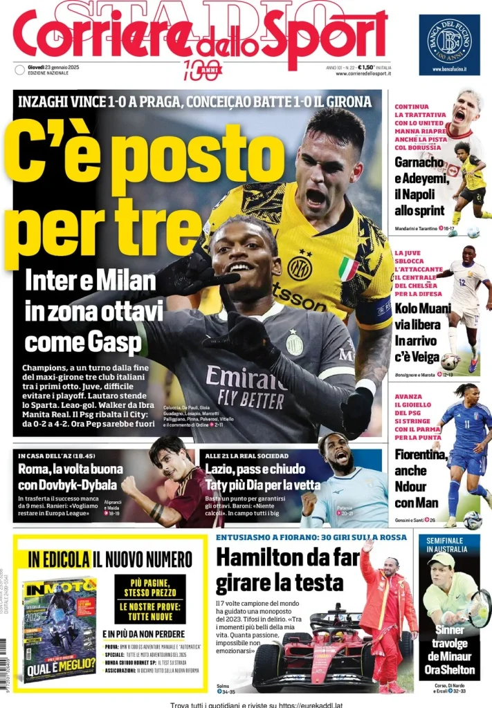 Prime Pagine Sportive Nazionali – 23 gennaio 2025 29 corriere dello sport 054403997