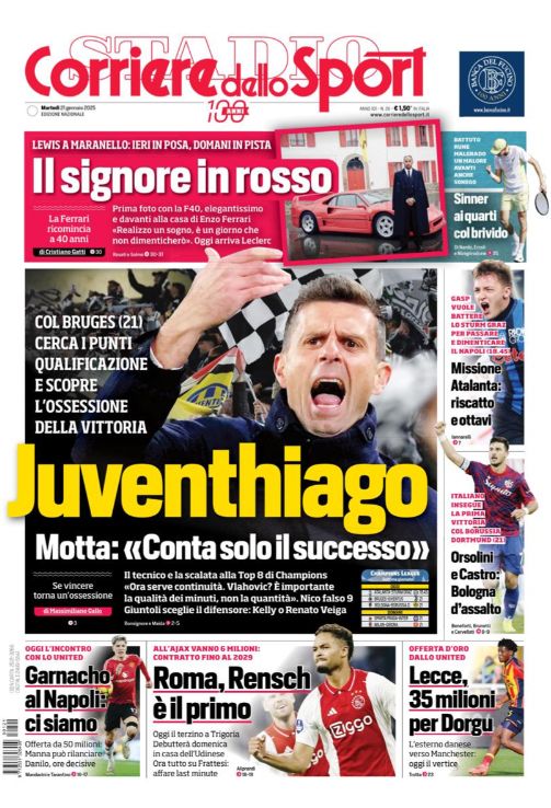 Prime Pagine Sportive Nazionali - 21 gennaio 2025 29 corriere dello sport 16