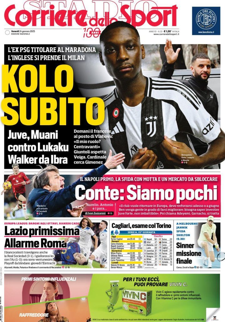 Prime Pagine Sportive Nazionali - 24 gennaio 2025 28 corriere dello sport 18
