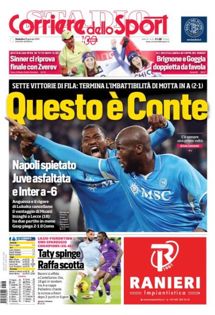 Prime Pagine Sportive Nazionali - 26 gennaio 2025 28 corriere dello sport 20