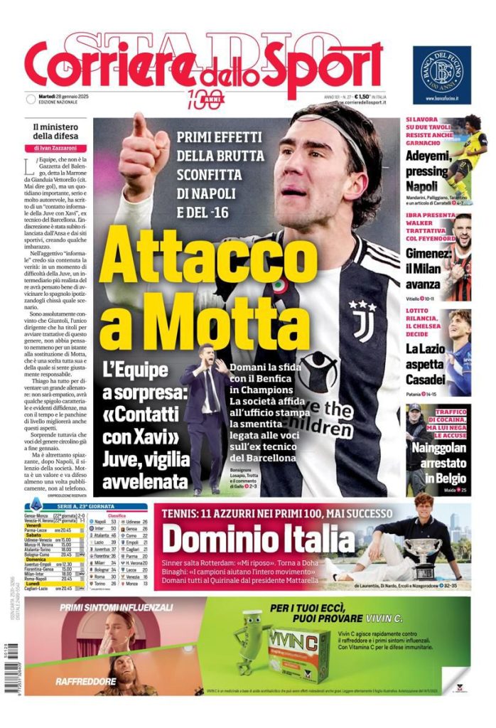 Prime Pagine Sportive Nazionali - 28 gennaio 2025 28 corriere dello sport 21