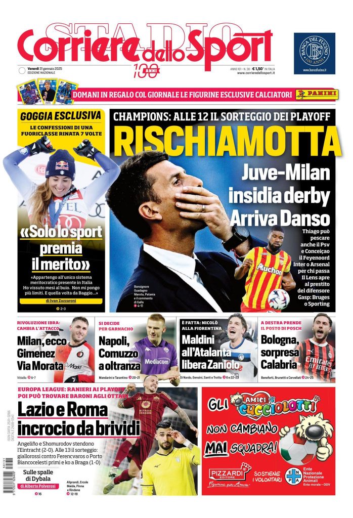 Le Prime Pagine Sportive Nazionali - 31 gennaio 2025 29 corriere dello sport 24