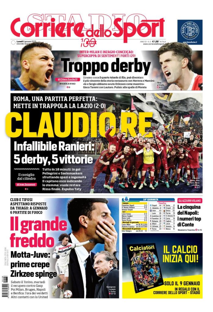 Prime Pagine Sportive Nazionali - 6 gennaio 2025 27 corriere dello sport 4