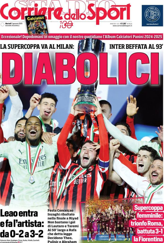 Prime Pagine Sportive Nazionali - 7 gennaio 2025 27 corriere dello sport 5