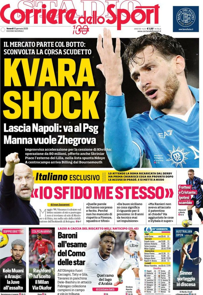 Le Prime Pagine Sportive Nazionali - 10 gennaio 2025 28 corriere dello sport 7