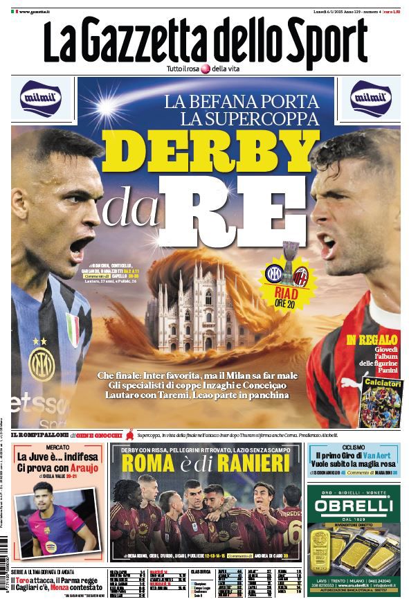 Prime Pagine Sportive Nazionali - 6 gennaio 2025 26 gazzetta 1