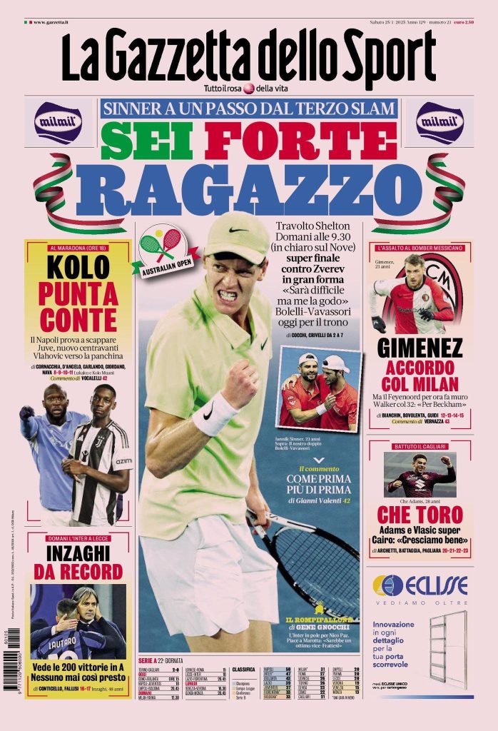 Prime Pagine Sportive Nazionali - 25 gennaio 2025 27 gazzetta 10