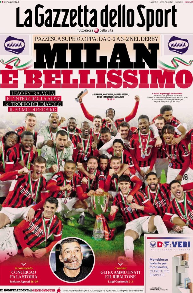 Prime Pagine Sportive Nazionali - 7 gennaio 2025 26 gazzetta 2