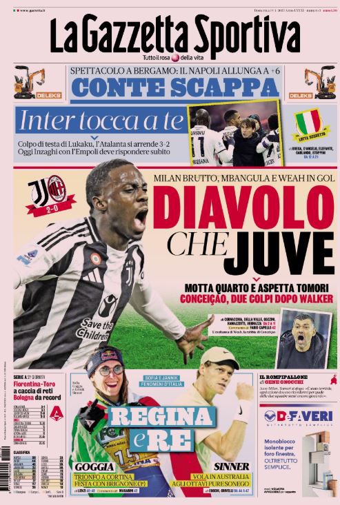 Prime Pagine Sportive Nazionali - 19 gennaio 2025 27 gazzetta 7