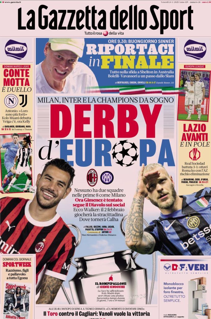 Prime Pagine Sportive Nazionali - 24 gennaio 2025 29 gazzetta 9