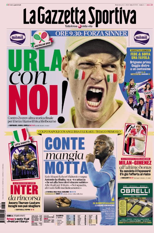 Prime Pagine Sportive Nazionali - 26 gennaio 2025 27 gazzetta dello sport 10