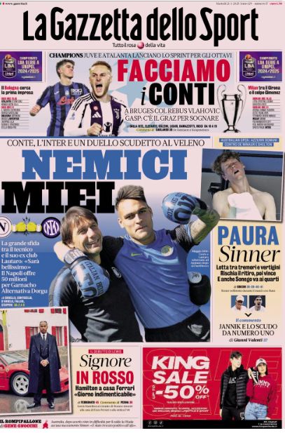 Prime Pagine Sportive Nazionali - 21 gennaio 2025 28 gazzetta dello sport 8