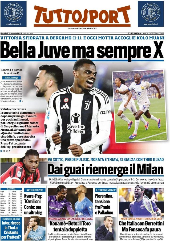 Prime Pagine Sportive Nazionali - 15 gennaio 2025 29 tuttosport