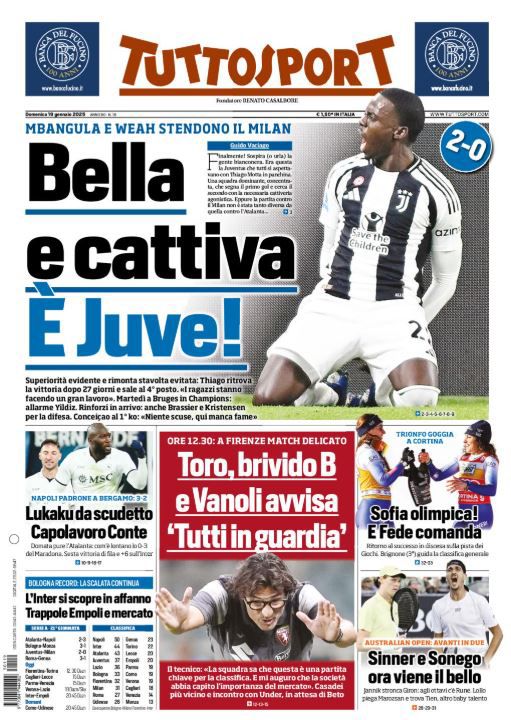 Prime Pagine Sportive Nazionali - 19 gennaio 2025 29 tuttosport 15