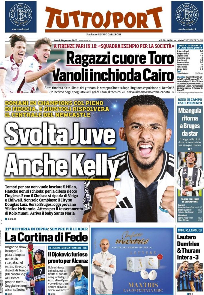 Prime Pagine Sportive Nazionali - 20 gennaio 2025 29 tuttosport 16