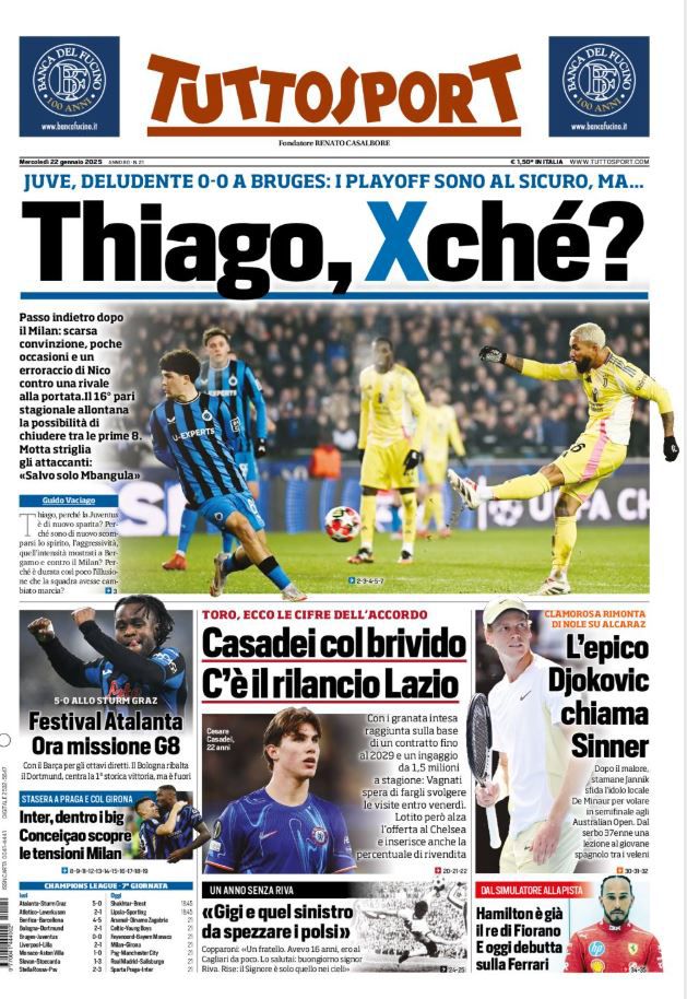 Prime Pagine Sportive Nazionali - 22 gennaio 2025 29 tuttosport 18