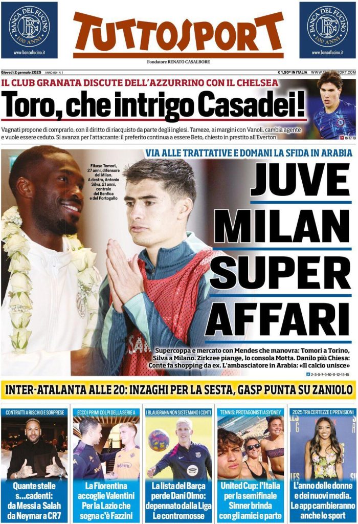 Le Prime Pagine Sportive Nazionali - 2 gennaio 2025 28 tuttosport