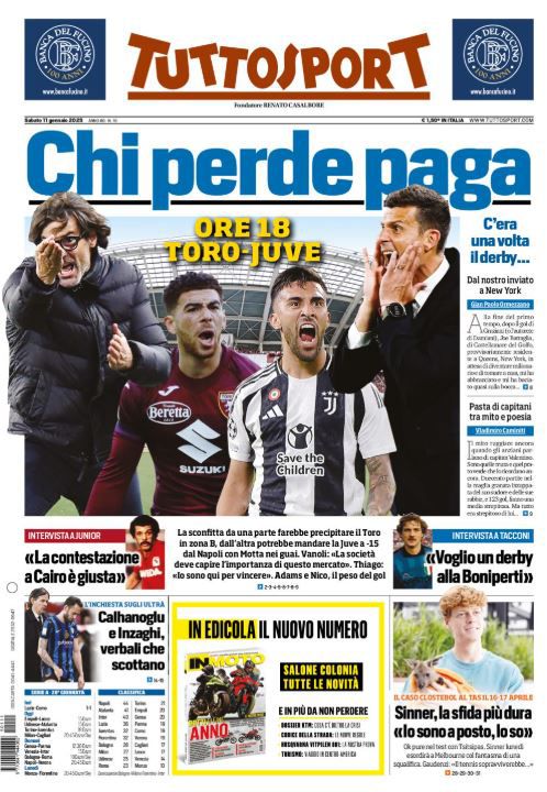 Le Prime Pagine Sportive Nazionali - 11 gennaio 2025 27 tuttosport 8