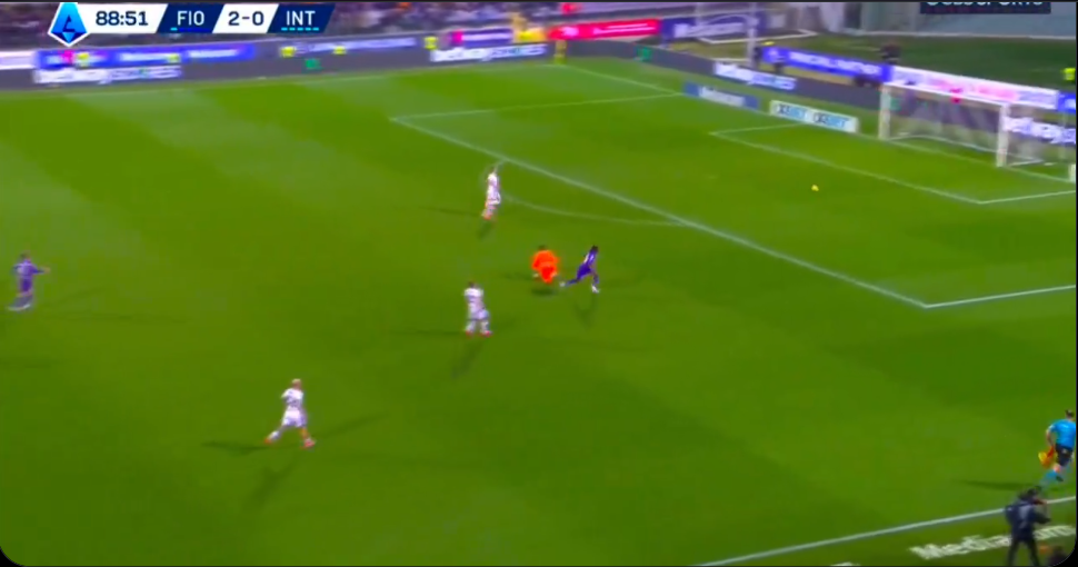 Gol Kean, doppietta in Fiorentina Inter: erroraccio difensivo dei nerazzurri - VIDEO 26 Fiorentina Inter doppietta Kean