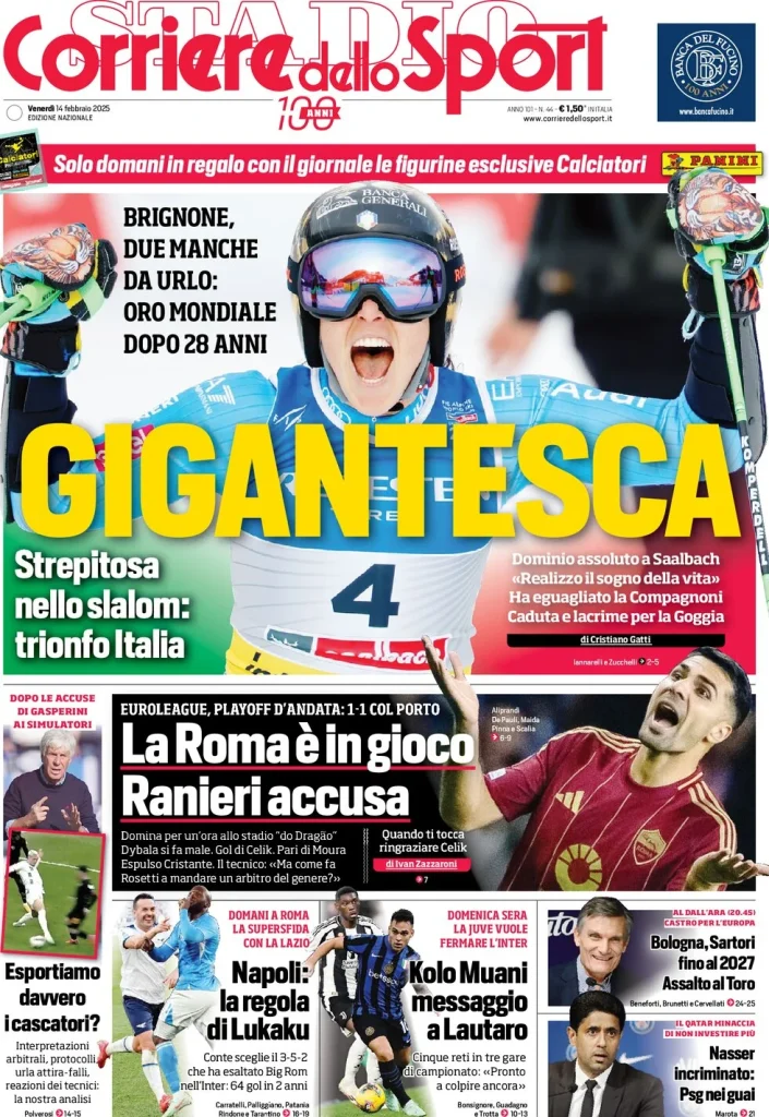 Le Prime Pagine Sportive Nazionali – 14 febbraio 2025 28 corriere dello sport 060903968