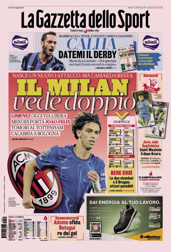 Le Prime Pagine Sportive Nazionali - 1 febbraio 2025 29 gazzetta dello sport