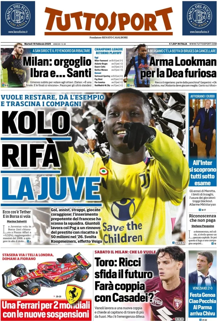 Le Prime Pagine Sportive Nazionali – 18 febbraio 2025 28 tuttosport 021204724
