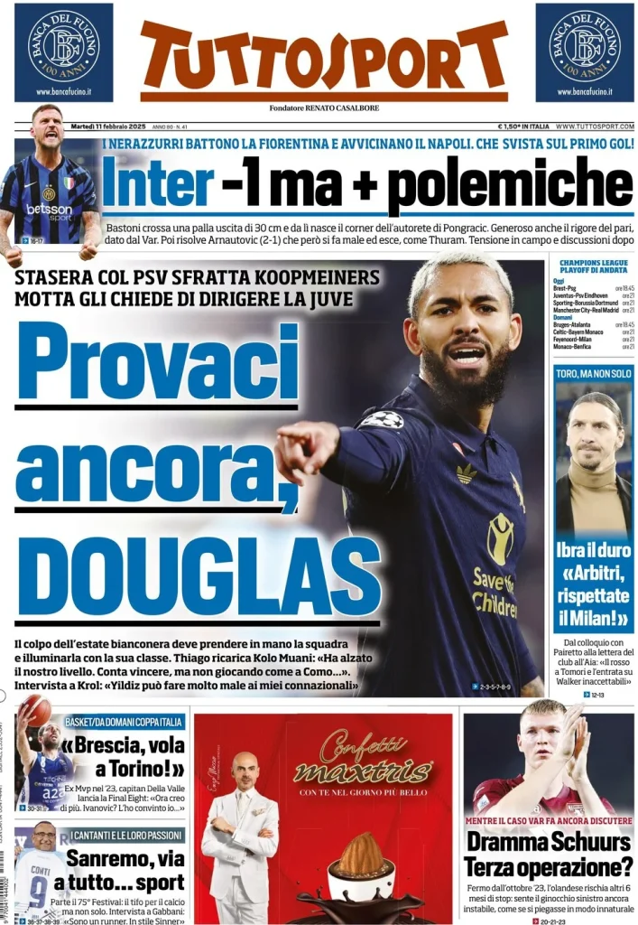 Le Prime Pagine Sportive Nazionali – 11 febbraio 2025 28 tuttosport 021205673