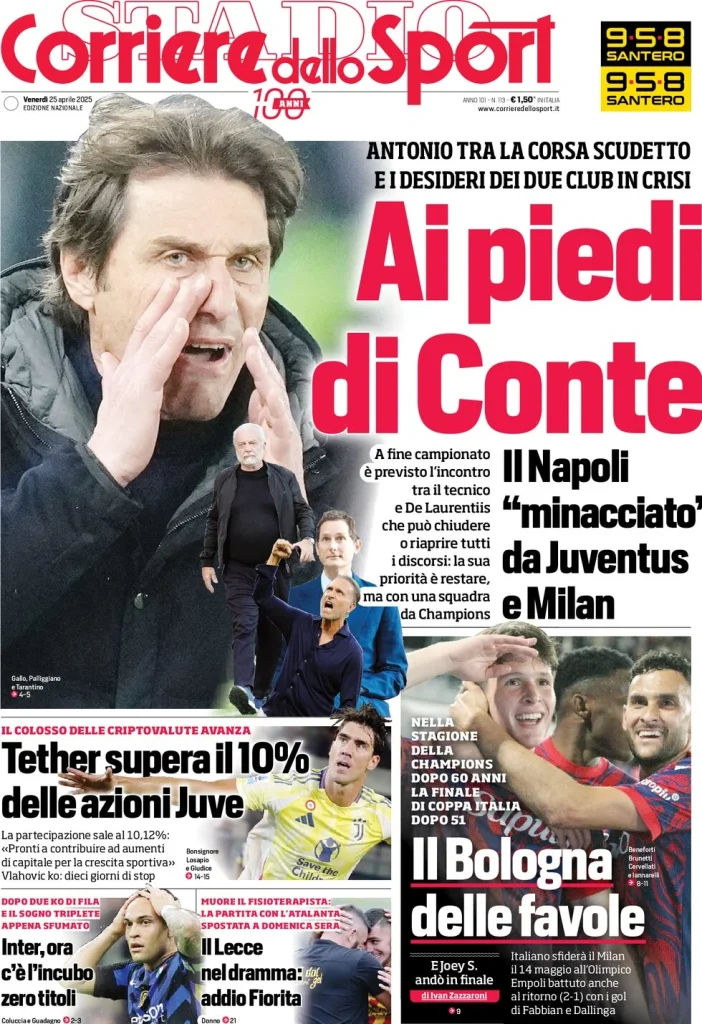 Le Prime Pagine Sportive Nazionali – 25 aprile 29 corriere dello sport 054818861