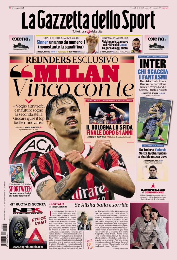 Le Prime Pagine Sportive Nazionali – 25 aprile 27 la gazzetta dello sport 062835819