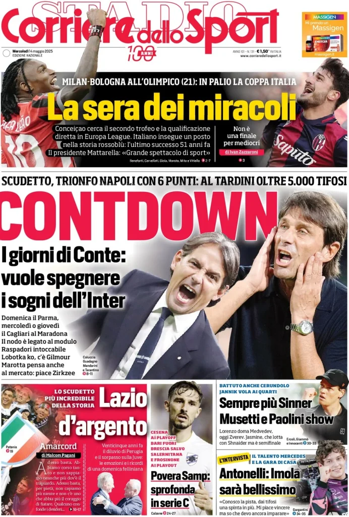 Le Prime Pagine Sportive Nazionali – 14 maggio 2025 29 corriere dello sport 071954835