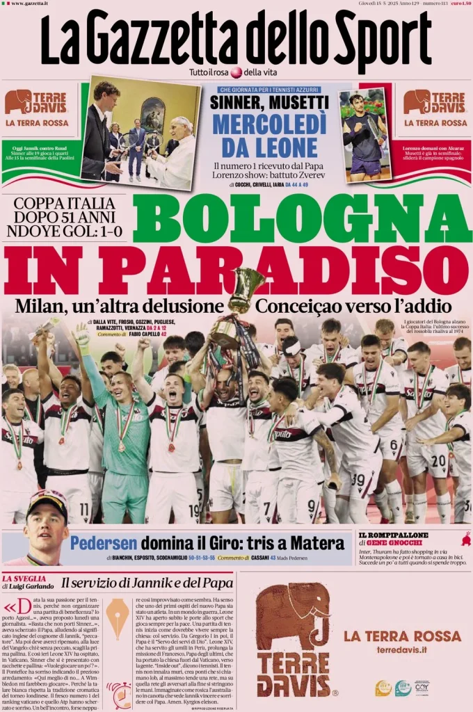 Le Prime Pagine Sportive Nazionali – 15 maggio 2025 27 la gazzetta dello sport 065239003